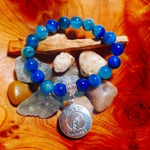 Blue Agate Black is Beauty bracelet..